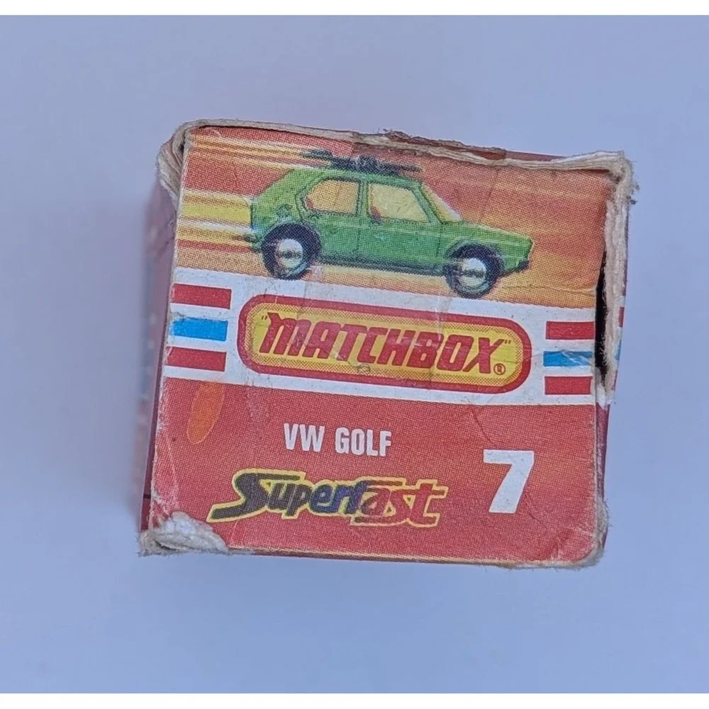 Matchbox Superfast No 7 VW Golf Green 1976 Lesney England Box Surfboards